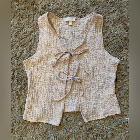 See You Monday Tops - See You Monday Textured Beige Sleeveless Blouse